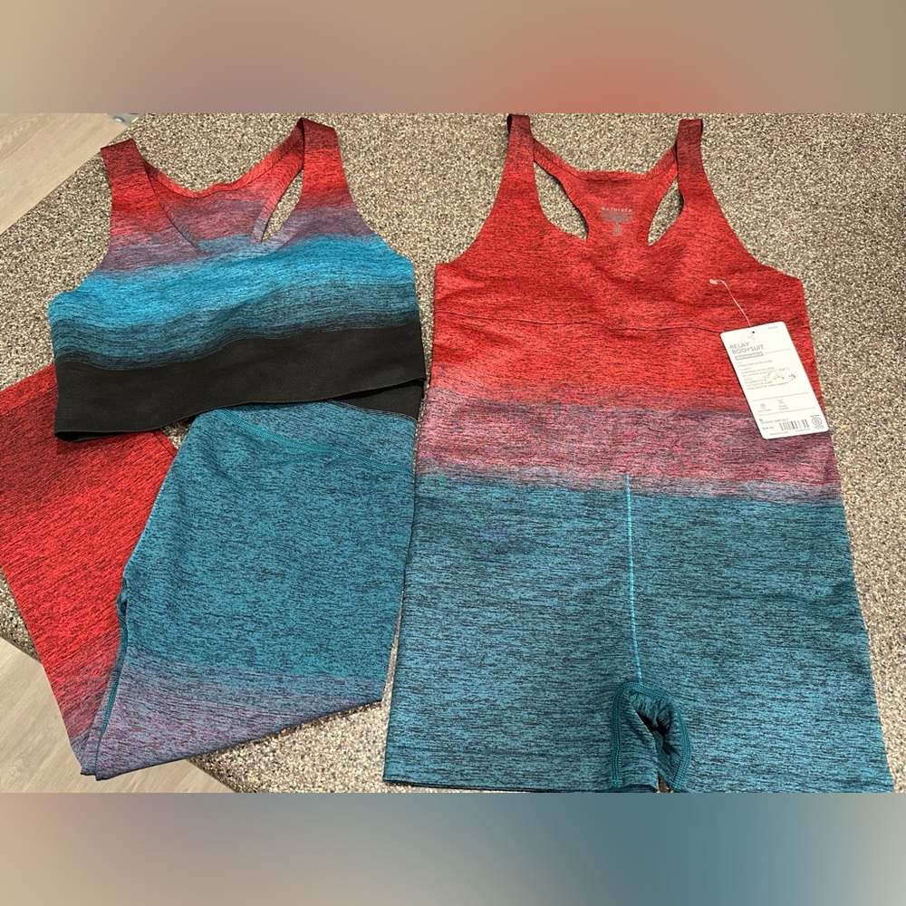 Three Piece Set: Altheta Relay Capri, Bra & Bodysuit Bundle Size Small